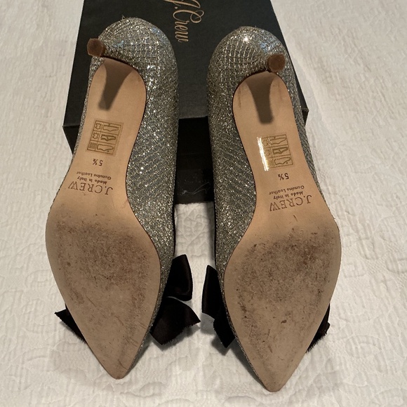 J.Crew Glitter Kitten Heels with Bow size 5 1/2 - Picture 2 of 3